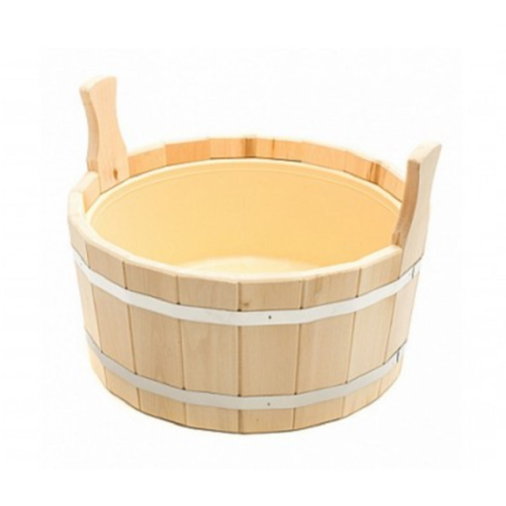 Шайка ТПЛ-14 для бани, дерево липа, вставка из пластика, бежевый, 12 л