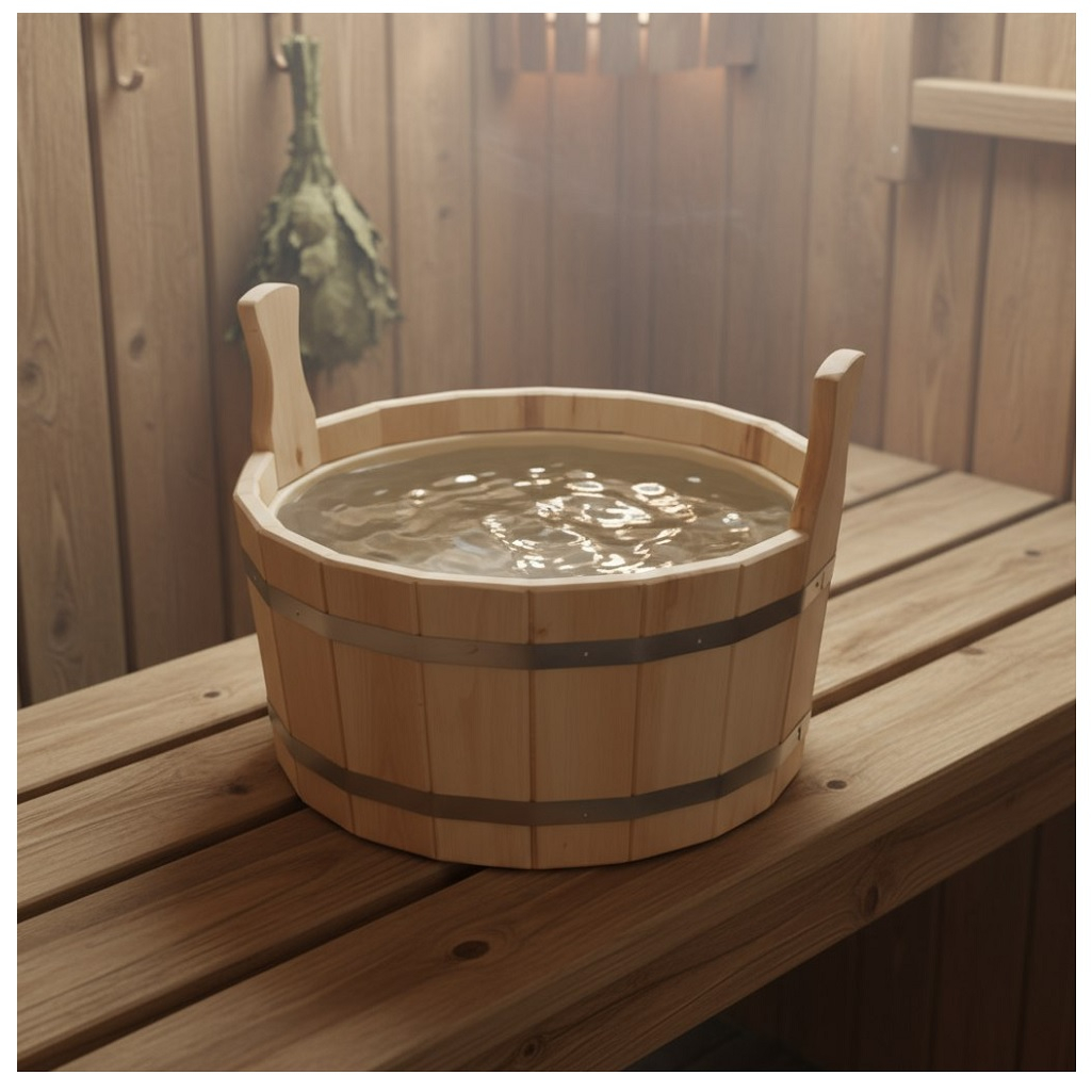 Шайка ТПЛ-14 для бани, дерево липа, вставка из пластика, бежевый, 12 л