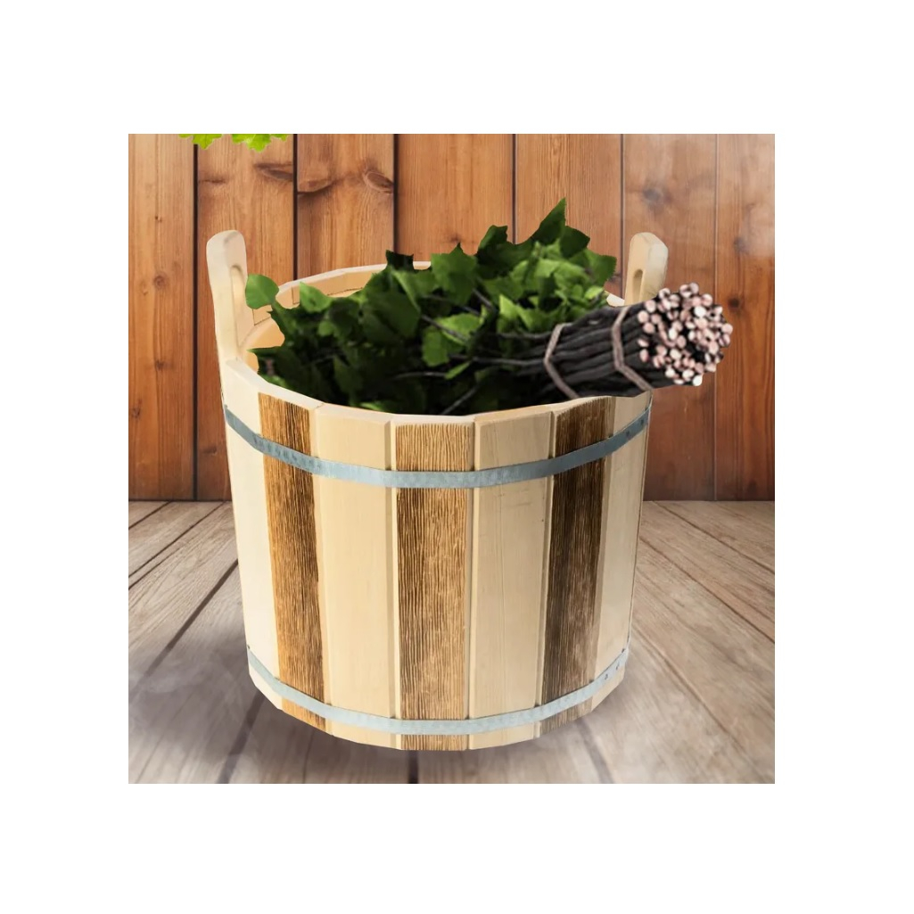 Запарник банный для веников ТПЛ-43, объем 16 литров, липа, вставка из пластика, ручки