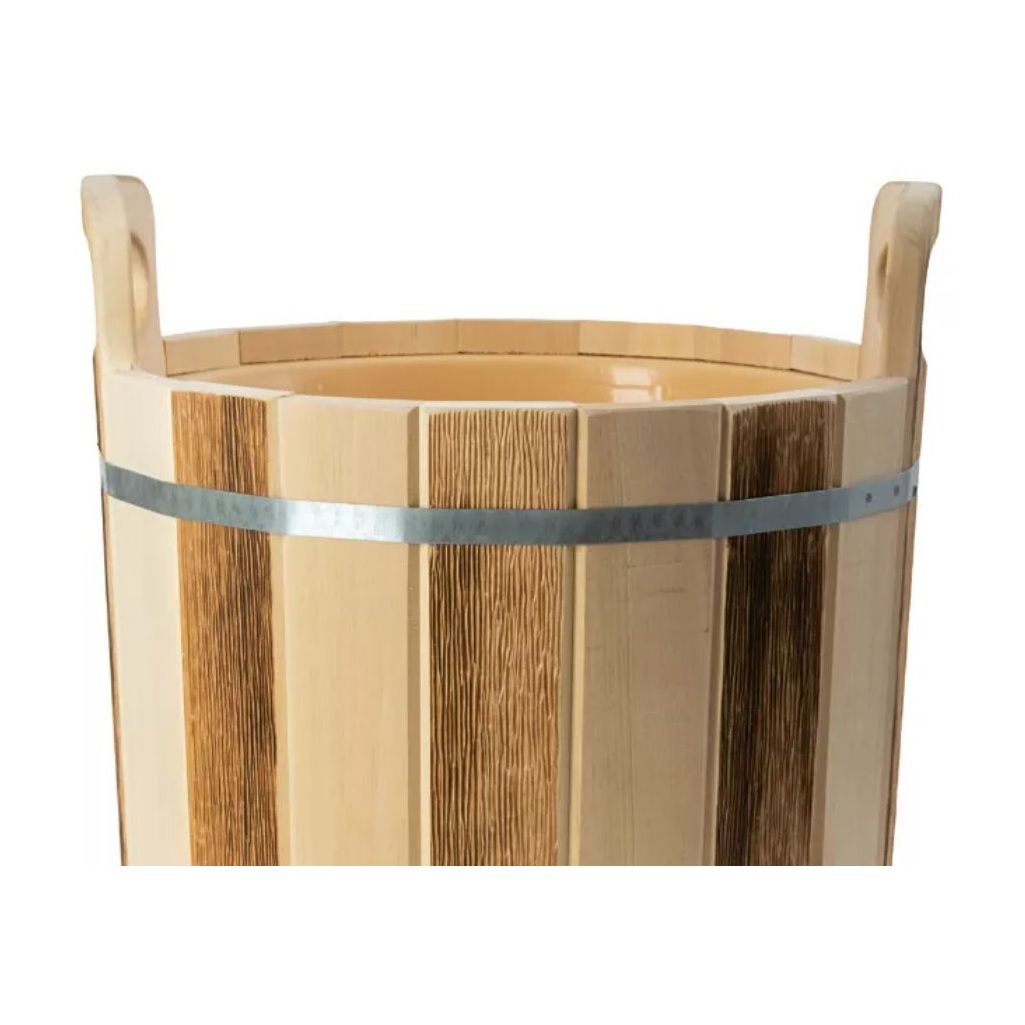 Запарник банный для веников ТПЛ-43, объем 16 литров, липа, вставка из пластика, ручки