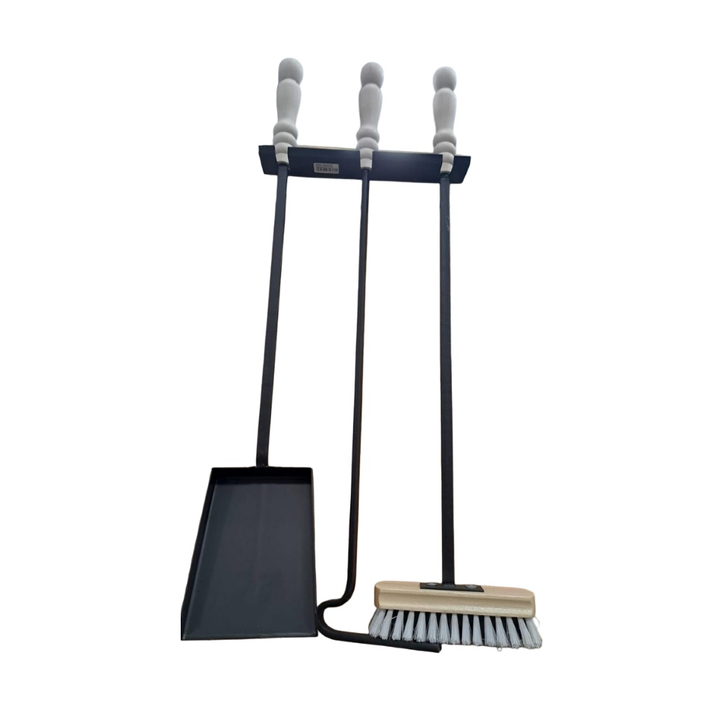 Каминный набор, подвесной, деревянные ручки, кочерга, совок, щетка, держатель