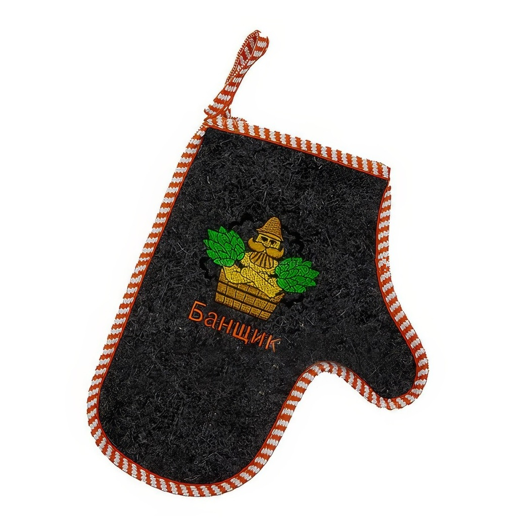 Набор для бани и сауны 212F Банщик Н-13, войлок серый, шапка, коврик, рукавица, тапки