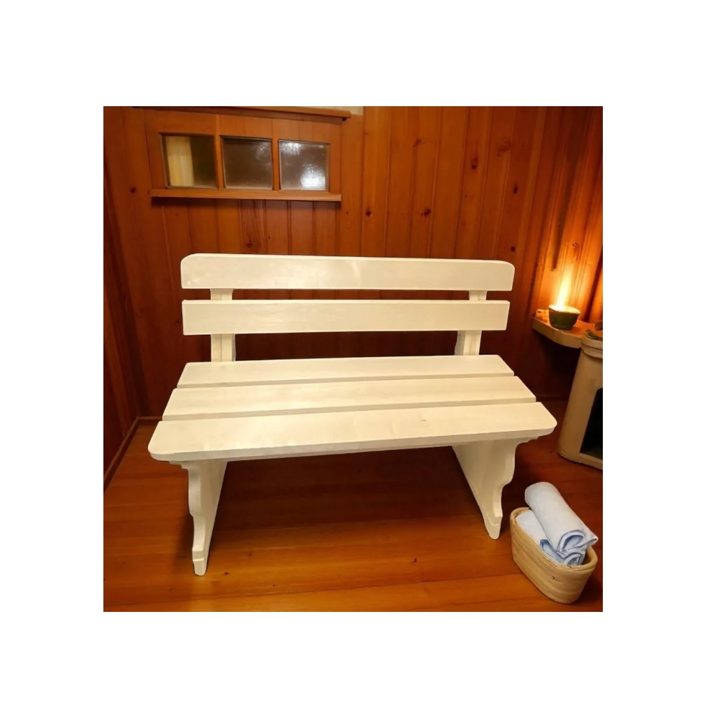 Лавка со спинкой деревянная Осина, 300х440х1200 мм, для бани и сауны