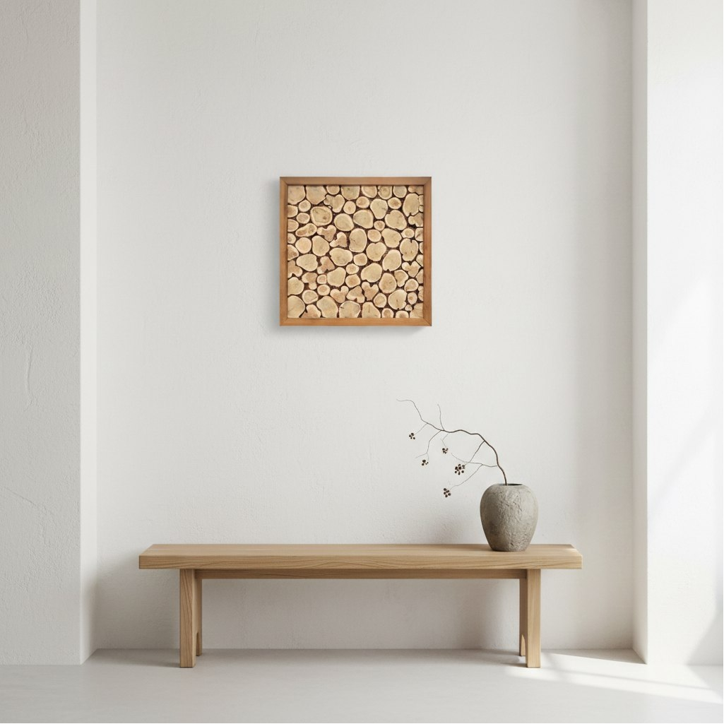 Панно Квадрат, Можжевельник, в рамке, для бани и сауны, 500х500 мм, дерево