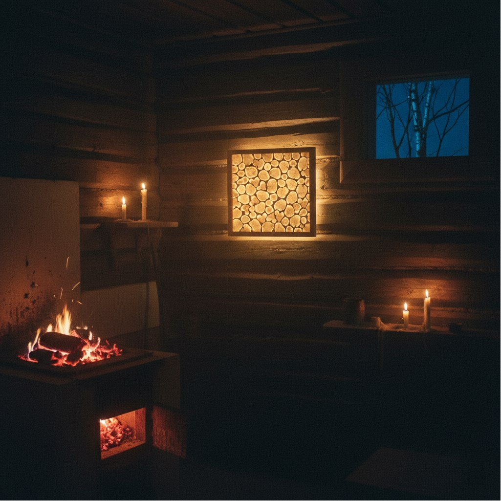 Панно Квадрат, Можжевельник, в рамке, для бани и сауны, 500х500 мм, дерево