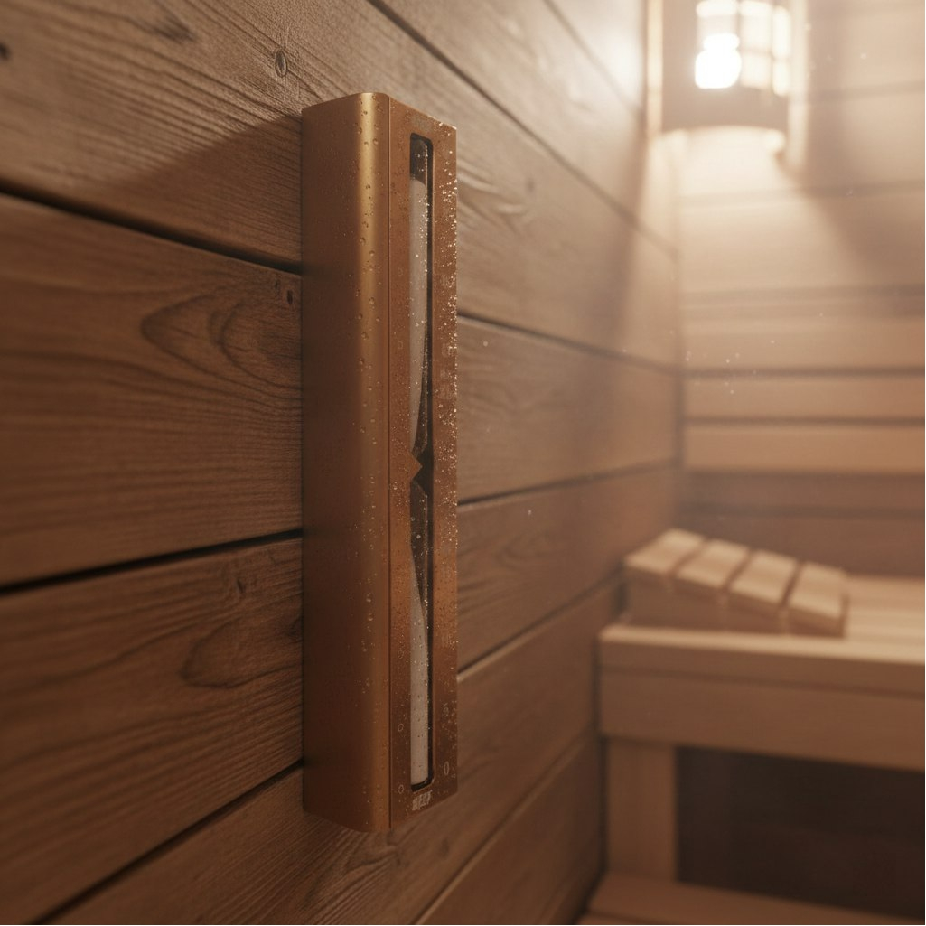 Часы песочные 212F SG-4 Gold, на 15 мин, белый песок, для бани и сауны, настенные, 67х300 мм, дерево