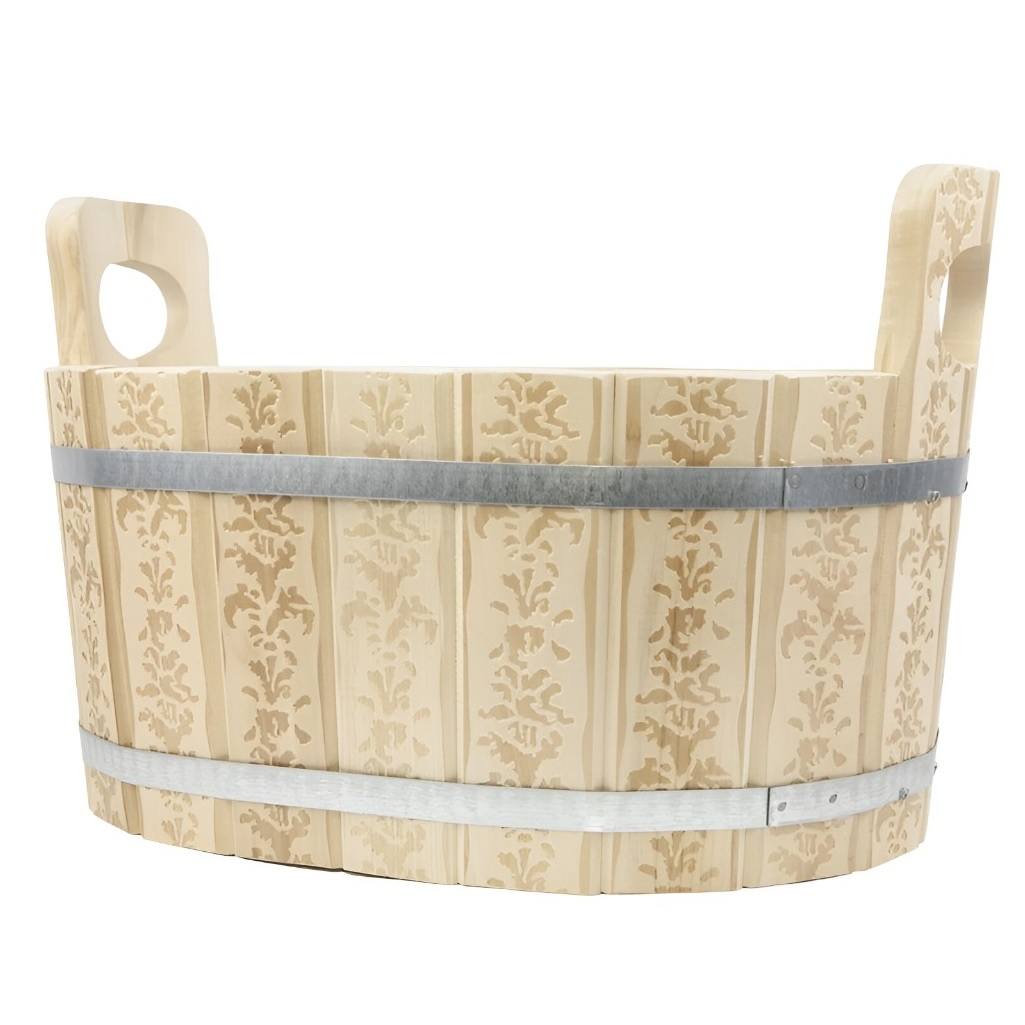 Ушат для бани и сауны Банная линия 12-709, объем 30 л, Липа, овальный, дерево