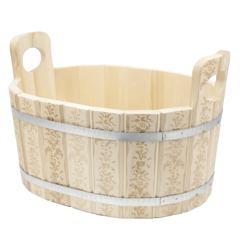 Ушат для бани и сауны Банная линия 12-709, объем 30 л, Липа, овальный, дерево