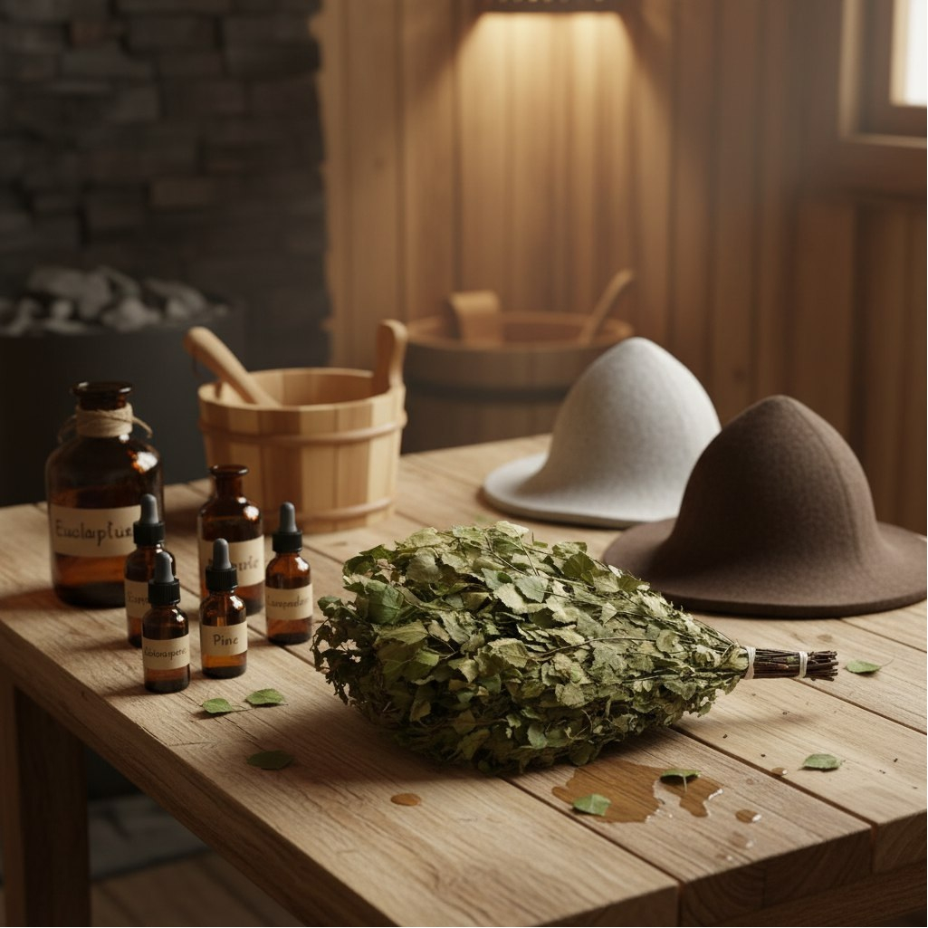 Веник для бани и сауны, дерево береза, зеленый, длина 600 мм