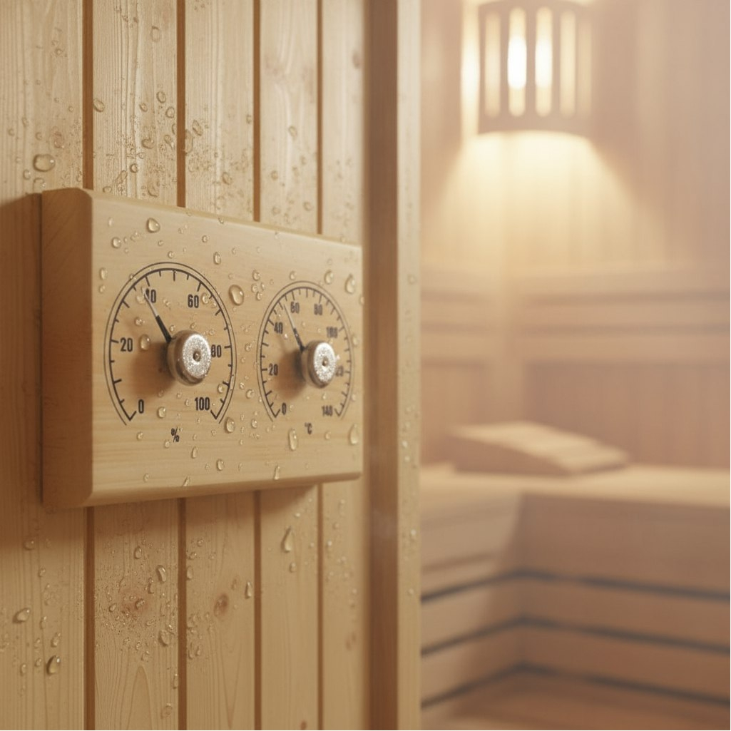 Станция банная Proffi Sauna PS0570, Прямоугольная, с двумя стрелками, термометр и гигрометр