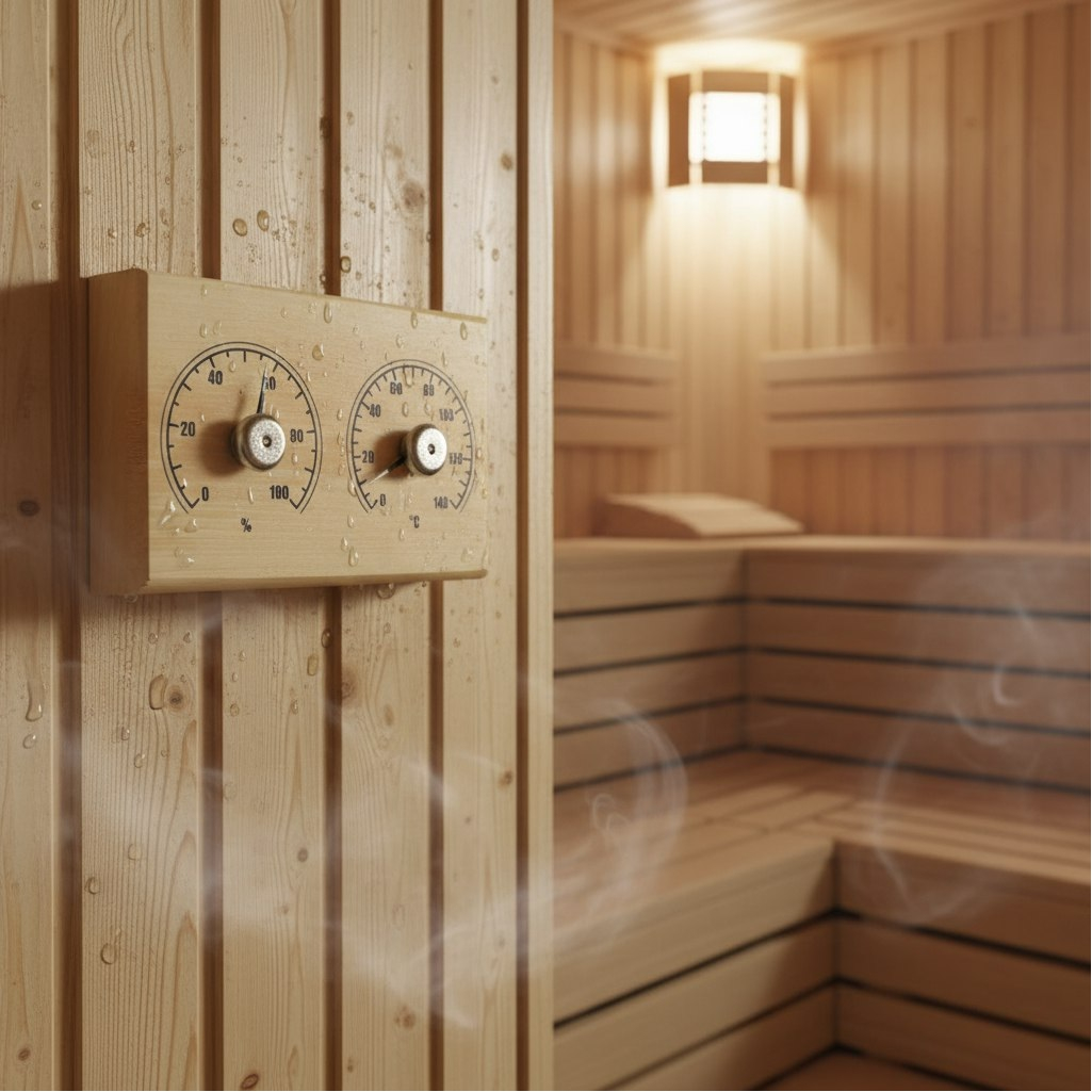 Станция банная Proffi Sauna PS0570, Прямоугольная, с двумя стрелками, термометр и гигрометр