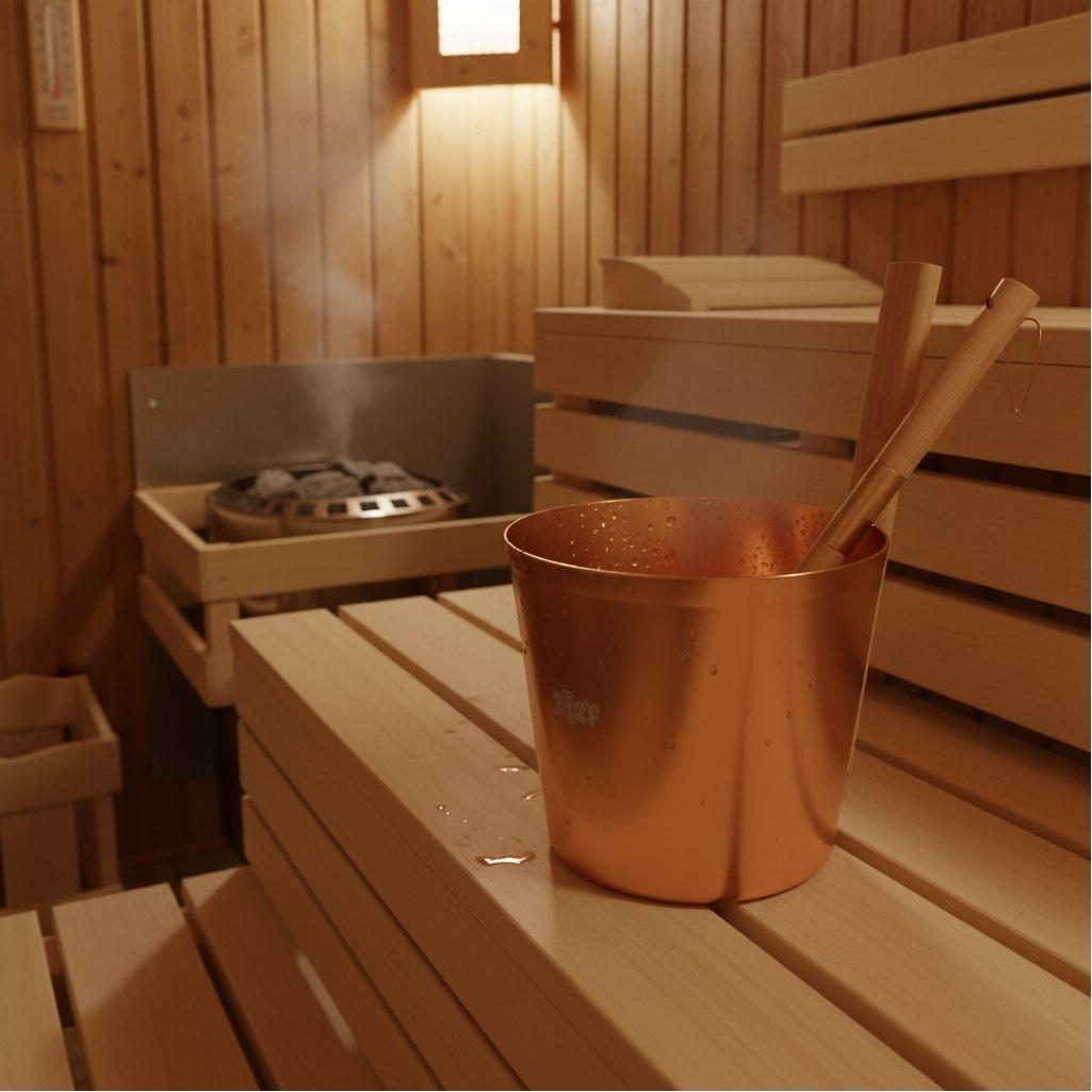 Набор аксессуаров для бани 212F OXY-M GOLD-2, шайка 5 л, черпак 0.2 л, алюминий, бамбук