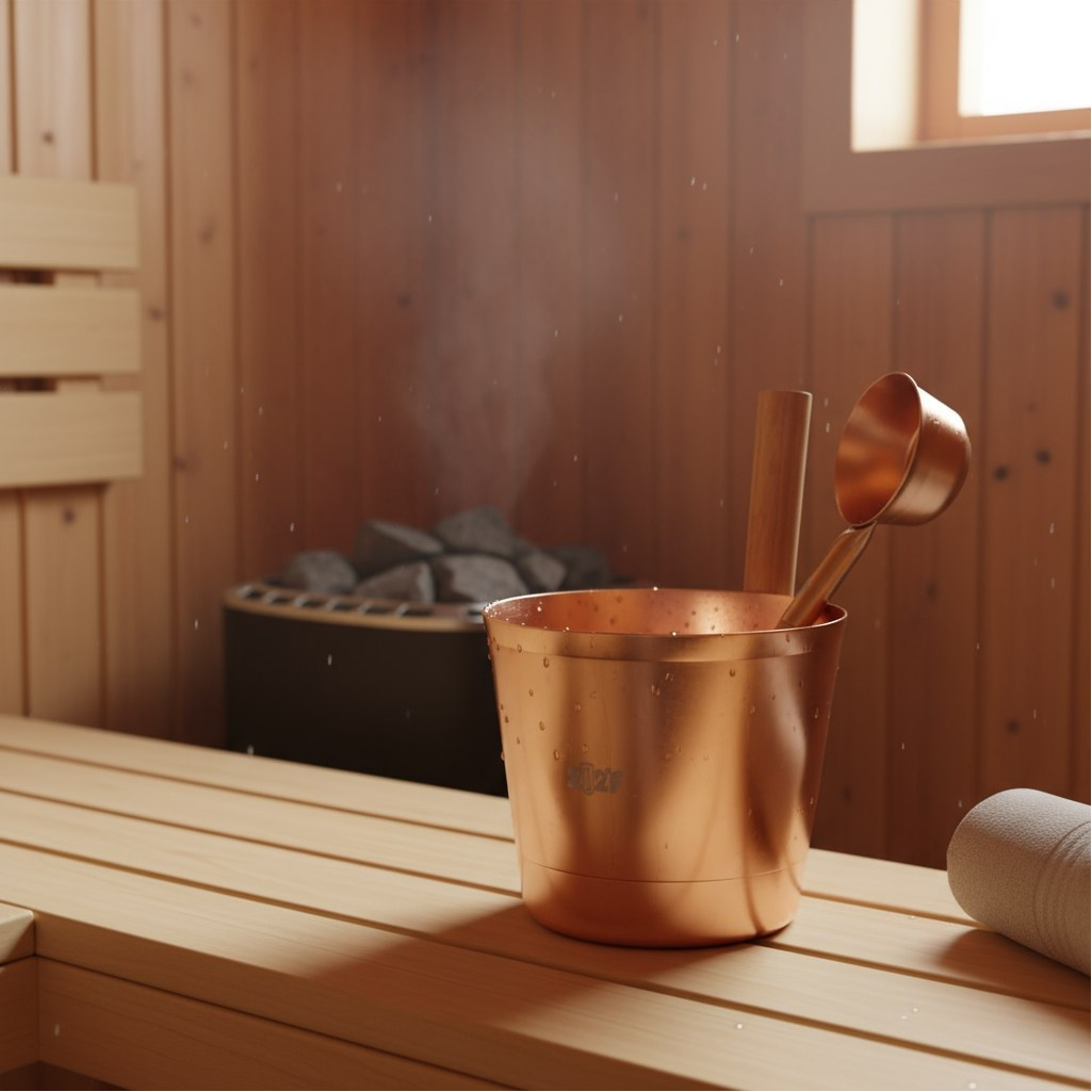 Набор аксессуаров для бани 212F OXY-M GOLD-2, шайка 5 л, черпак 0.2 л, алюминий, бамбук