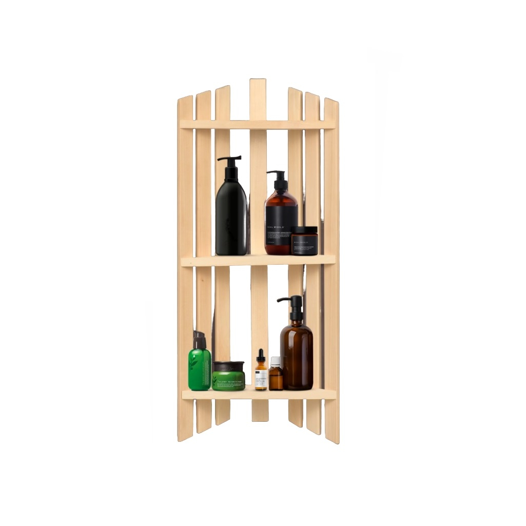 Полка для бани и сауны МП-56, угловая, 3 уровня, Липа, 160х250х780 мм, дерево 