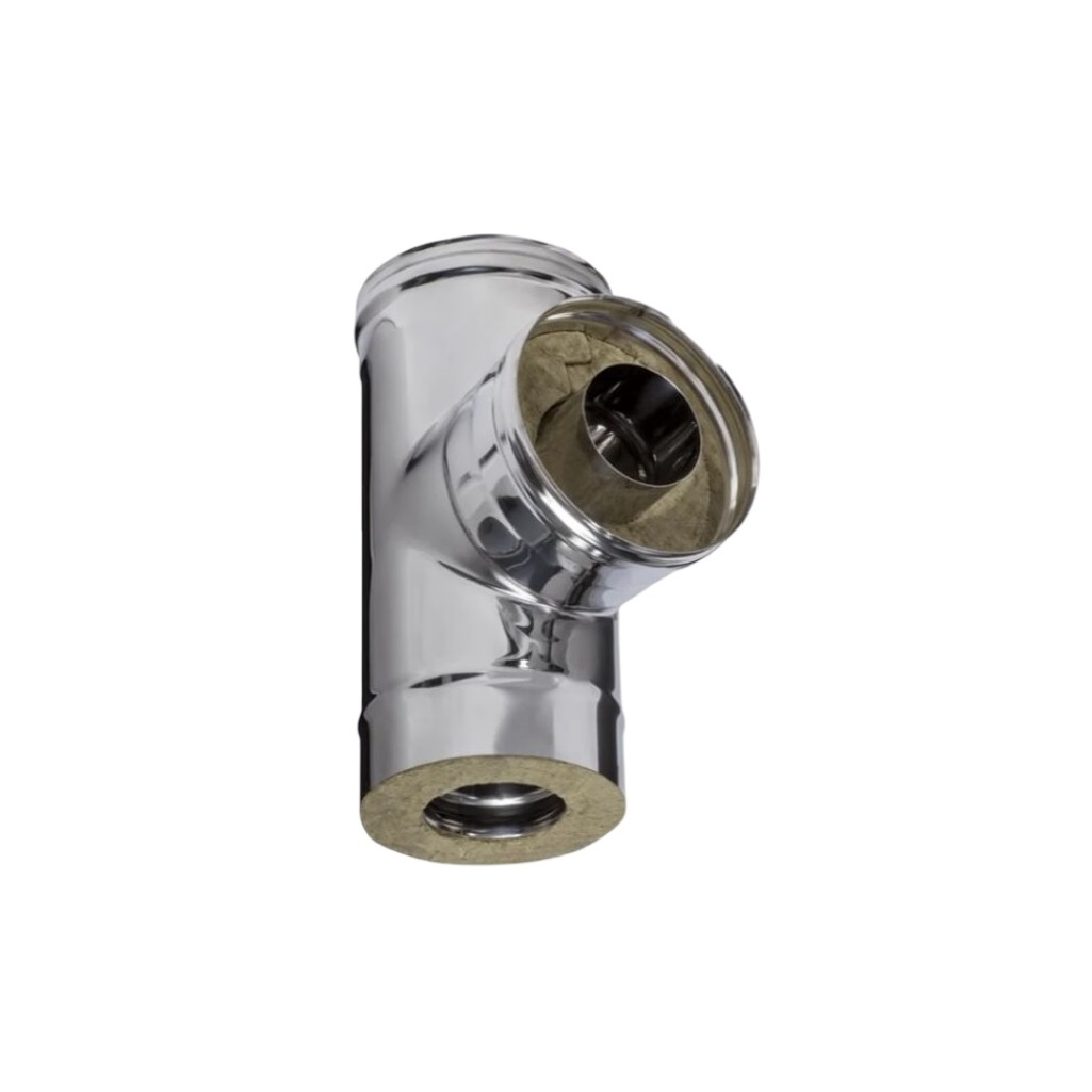 Тройник для дымохода Ferrum К d150х210, 90 гр., нержавеющая сталь 0.5 мм, сэндвич-конструкция