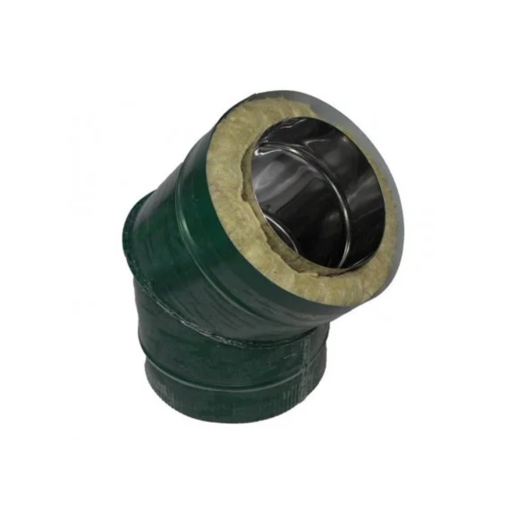 Отвод (угол) дымохода 120х200 мм, угол 45 гр., оцинкованная сталь 0.5 мм, сэндвич-конструкция  