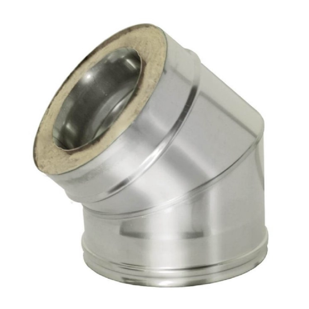 Отвод (угол) дымохода 150х230 мм, угол 45 гр., сталь 0.5 мм, сэндвич-конструкция