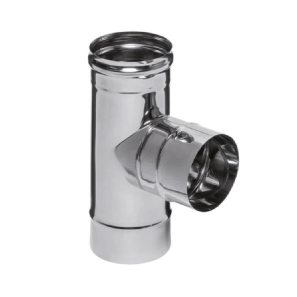 Тройник для дымохода, d 120 мм, угол 90 гр., сталь 0.5 мм, сэндвич-конструкция