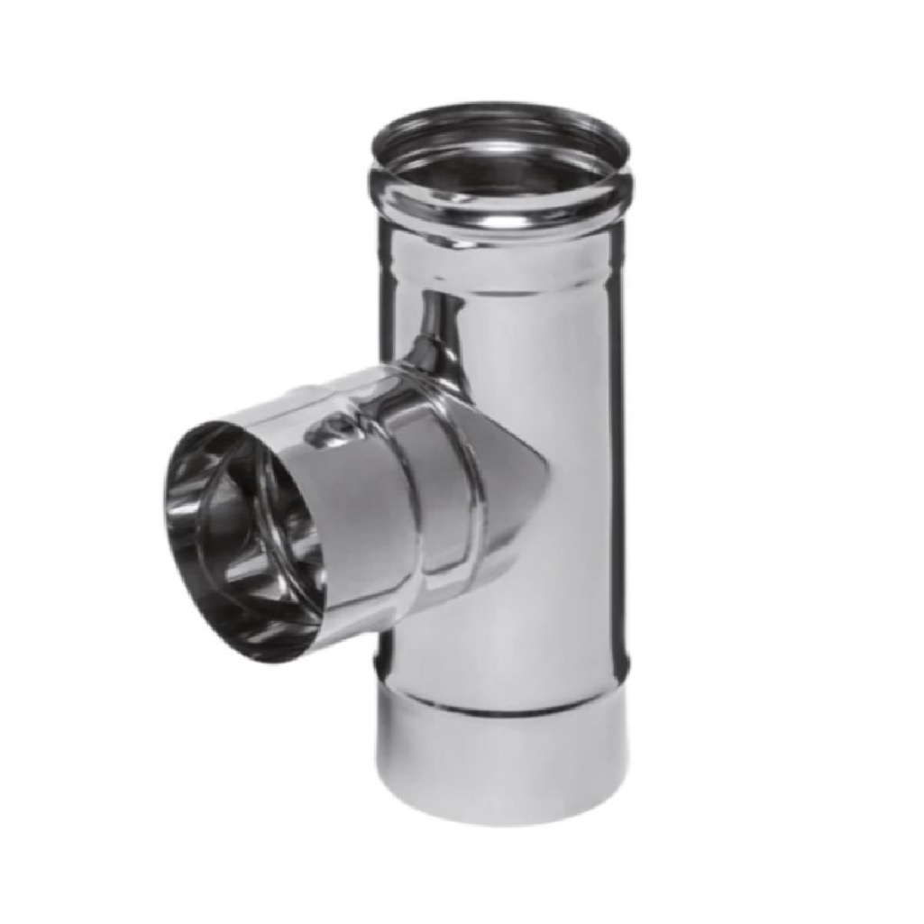 Тройник для дымохода, d 120 мм, угол 90 гр., сталь 0.5 мм, сэндвич-конструкция