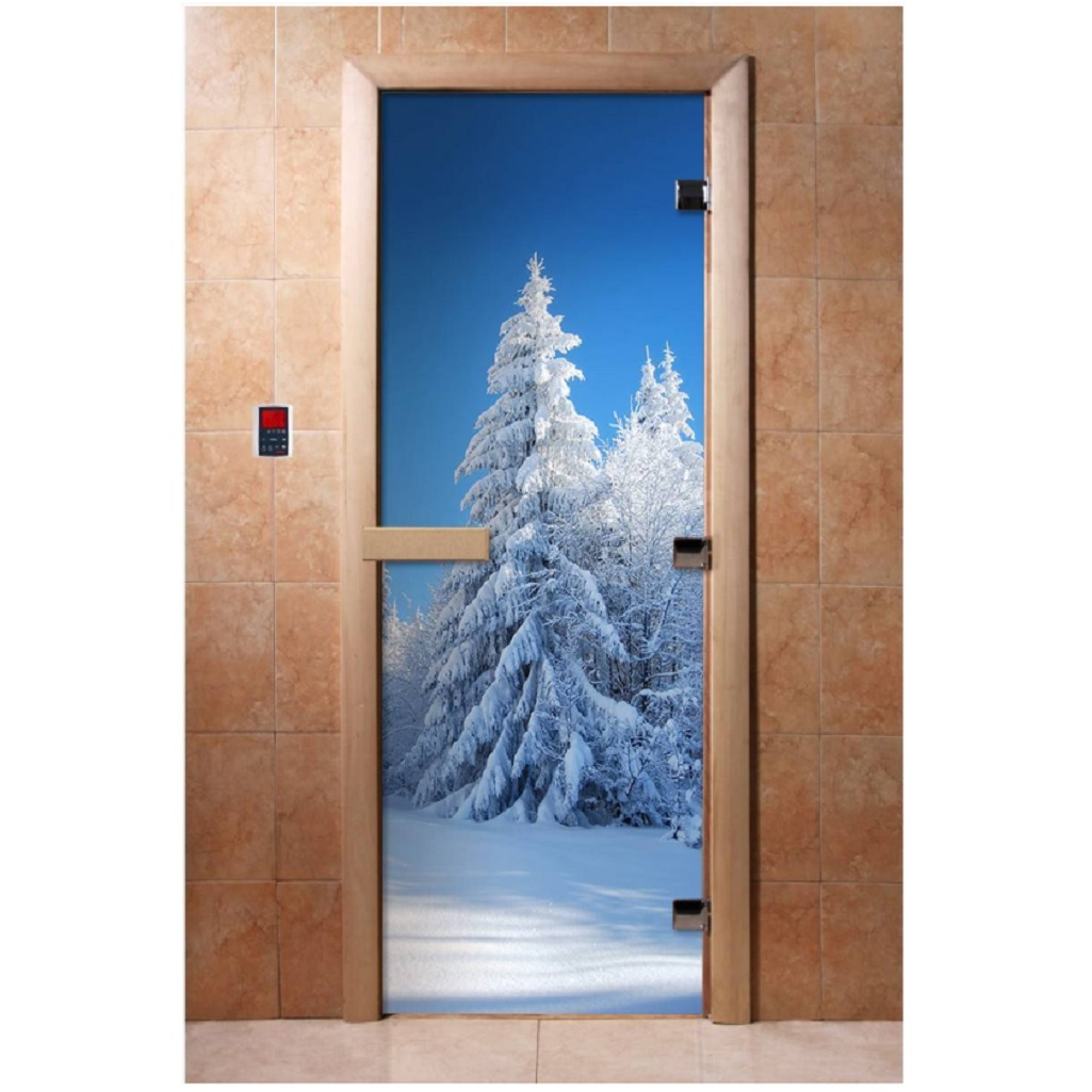 Дверь Doorwood с фотопечатью А079 1900х700 мм, стекло 8 мм, 3 петли, лиственная
