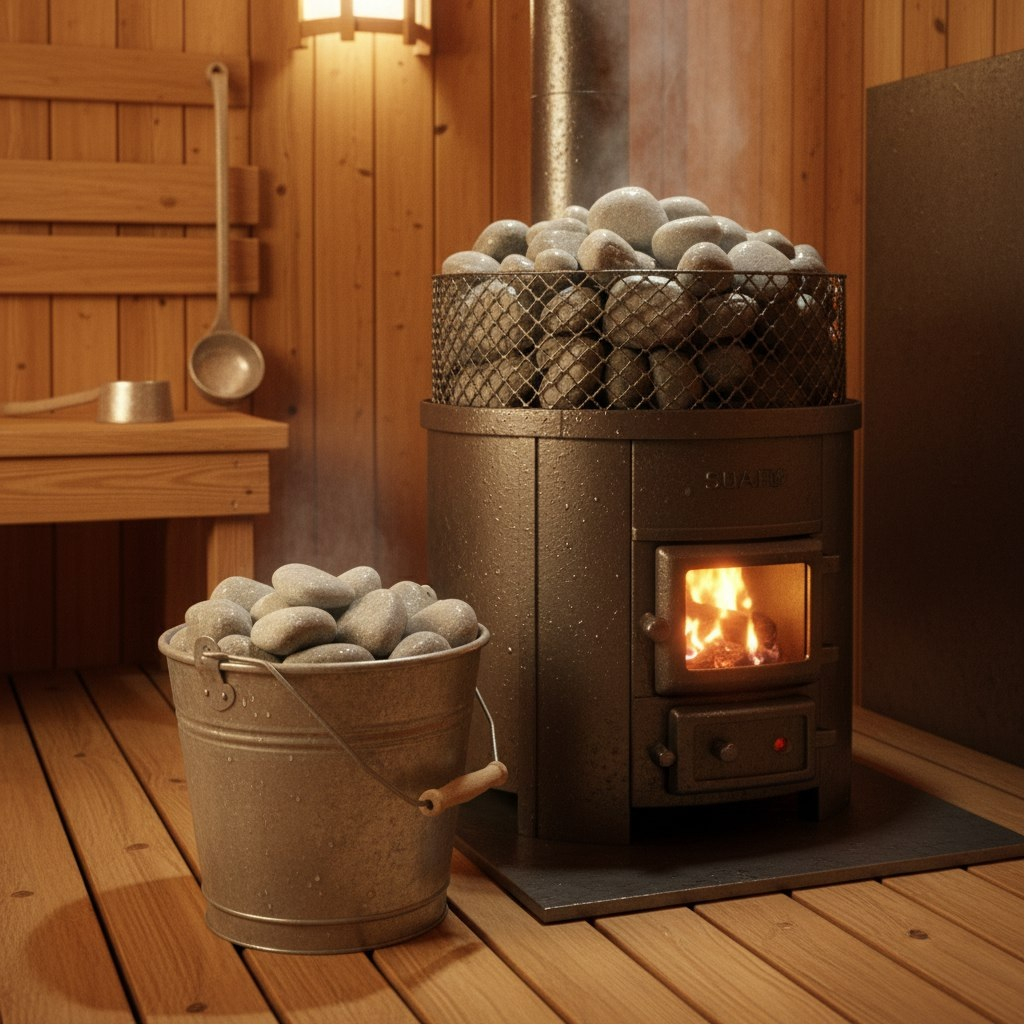 Камень Родингит для создания тепла в бане, обвалованный, ведро 20 кг