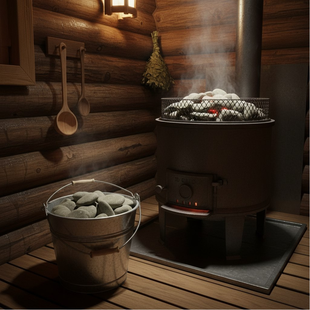 Камень Родингит для создания тепла в бане, обвалованный, ведро 20 кг