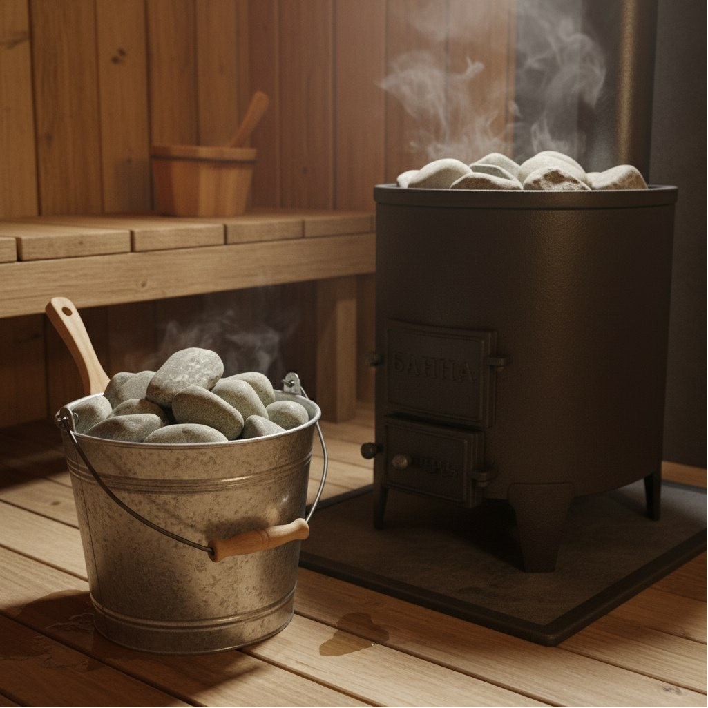 Камень Родингит для создания тепла в бане, обвалованный, ведро 20 кг