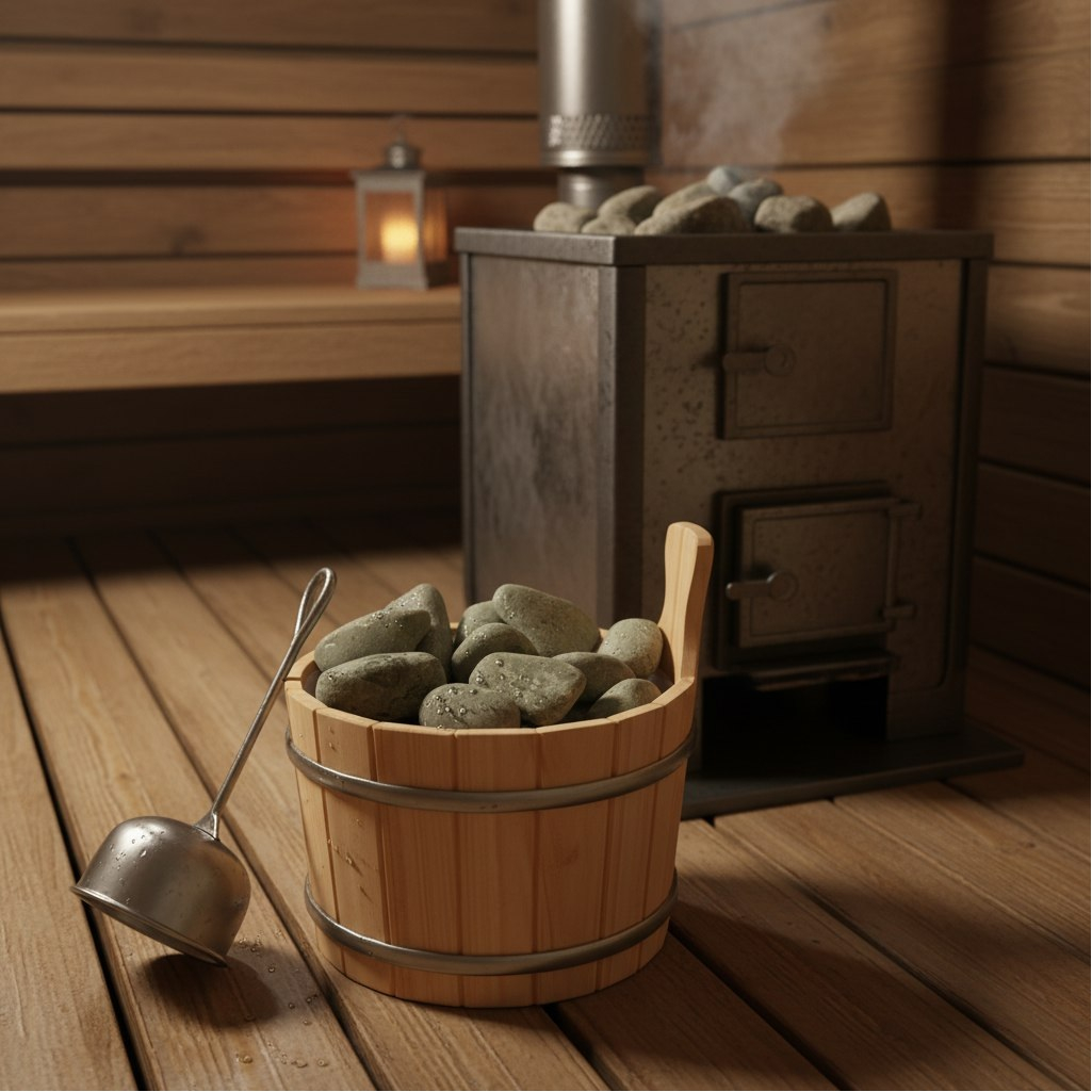 Камень Родингит для создания тепла в бане, обвалованный, ведро 20 кг