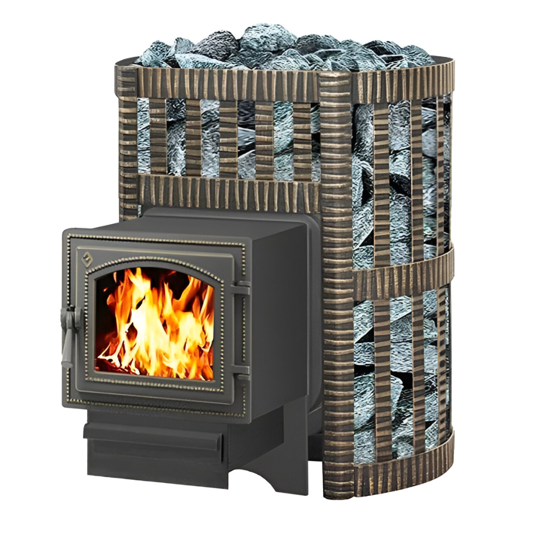 Печь для бани Везувий Легенда ковка 12 дверка 260, 12 кВт, d115 мм, до 14 куб.м