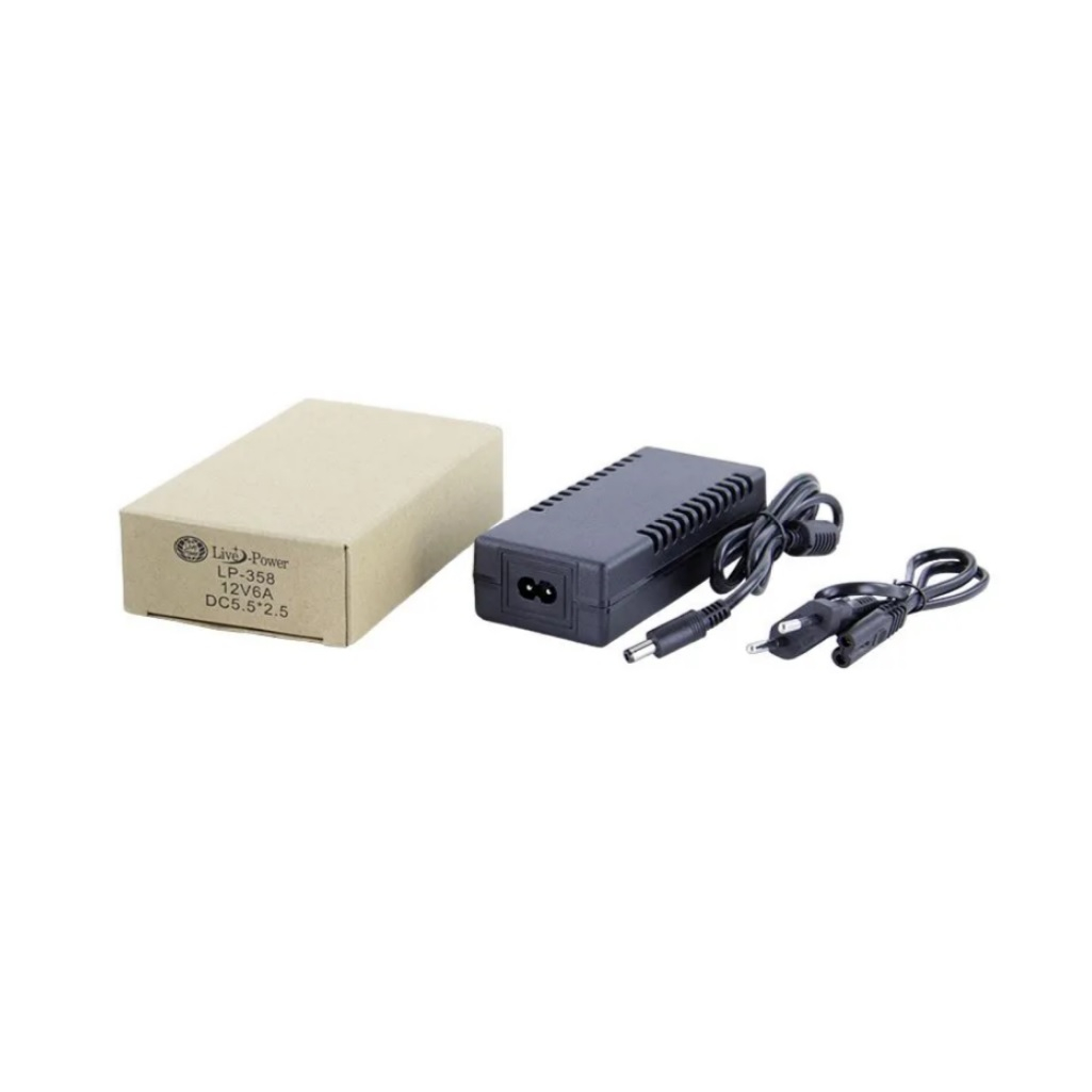 Блок питания универсальный Live Pover, LP 358, 12В, 6А, 100-240 В, шнур 1 м, штекер 5.5х2,5 мм