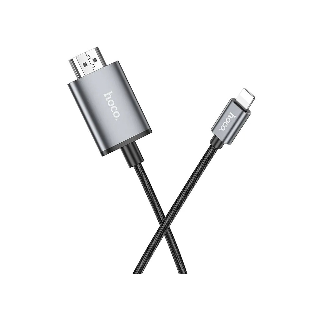 Кабель Hoco UA27 HDMI Type-C HDTV 2 м, нейлоновая оплетка, серый металлик