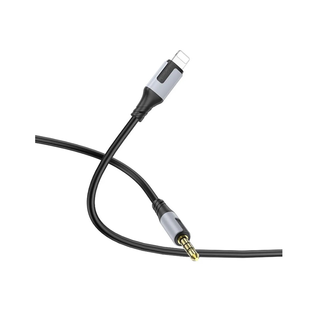 Аудио-переходник Borofone BL19 AUX, 3.5 мм, конвертер на наушники для IPhone, 1 м, черный