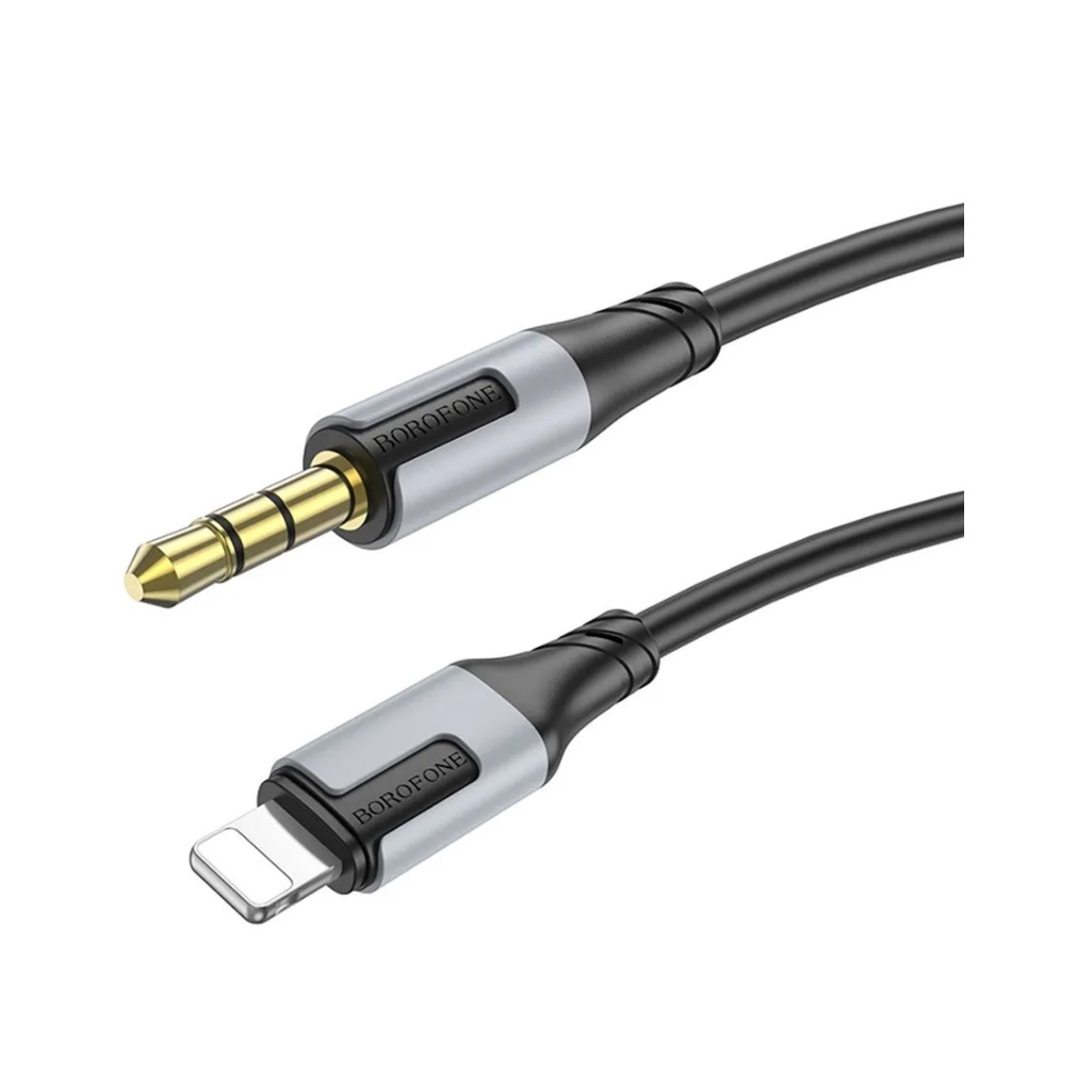 Аудио-переходник Borofone BL19 AUX, 3.5 мм, конвертер на наушники для IPhone, 1 м, черный
