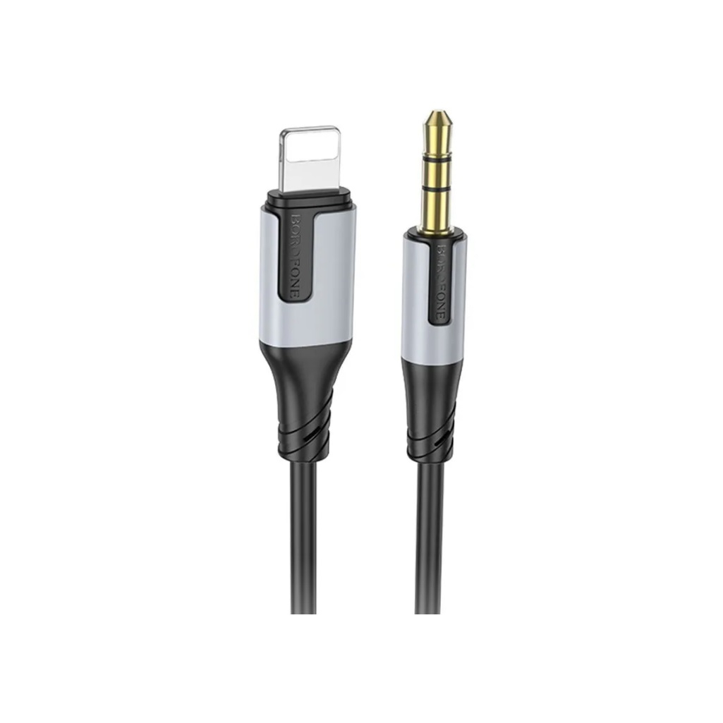 Аудио-переходник Borofone BL19 AUX, 3.5 мм, конвертер на наушники для IPhone, 1 м, черный