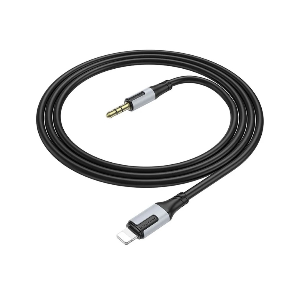 Аудио-переходник Borofone BL19 AUX, 3.5 мм, конвертер на наушники для IPhone, 1 м, черный