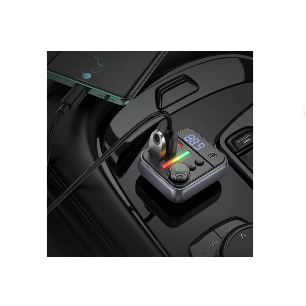 Автомобильный FM-трансмиттер Borofone BC50, Bluetooth 5.4, USB 2.0, USB Type-C, черно-серый