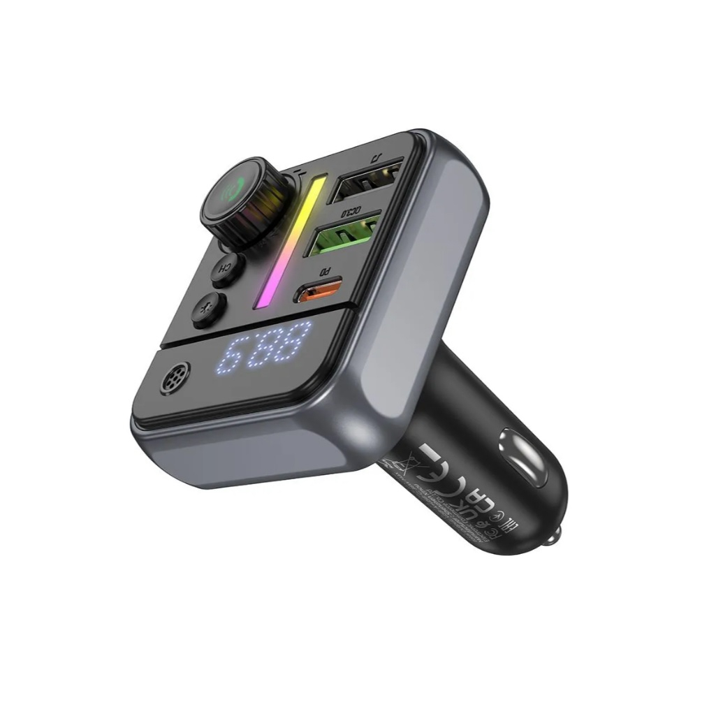 Автомобильный FM-трансмиттер Borofone BC50, Bluetooth 5.4, USB 2.0, USB Type-C, черно-серый