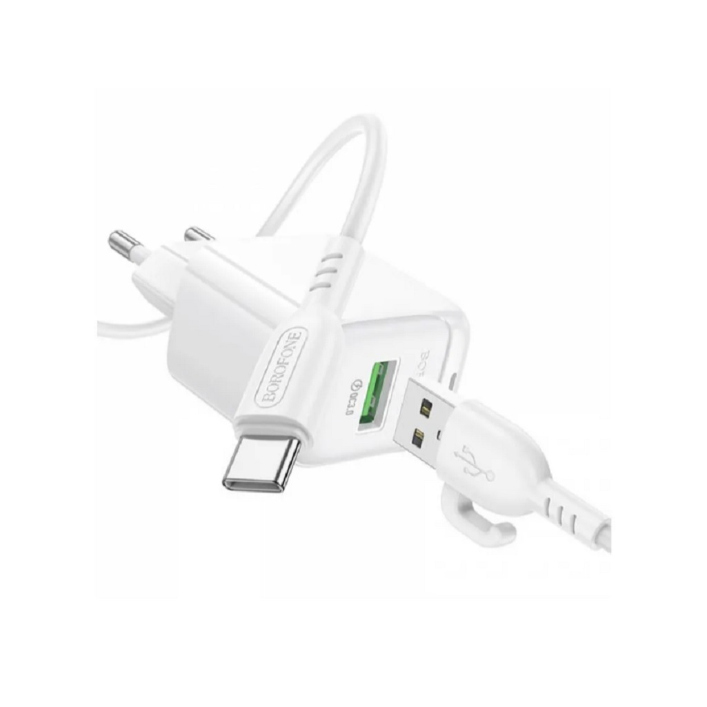 Блок зарядный Borofone BAS42A, 1USB 3.0A QC3.0 18 Вт, матовое покрытие, белый