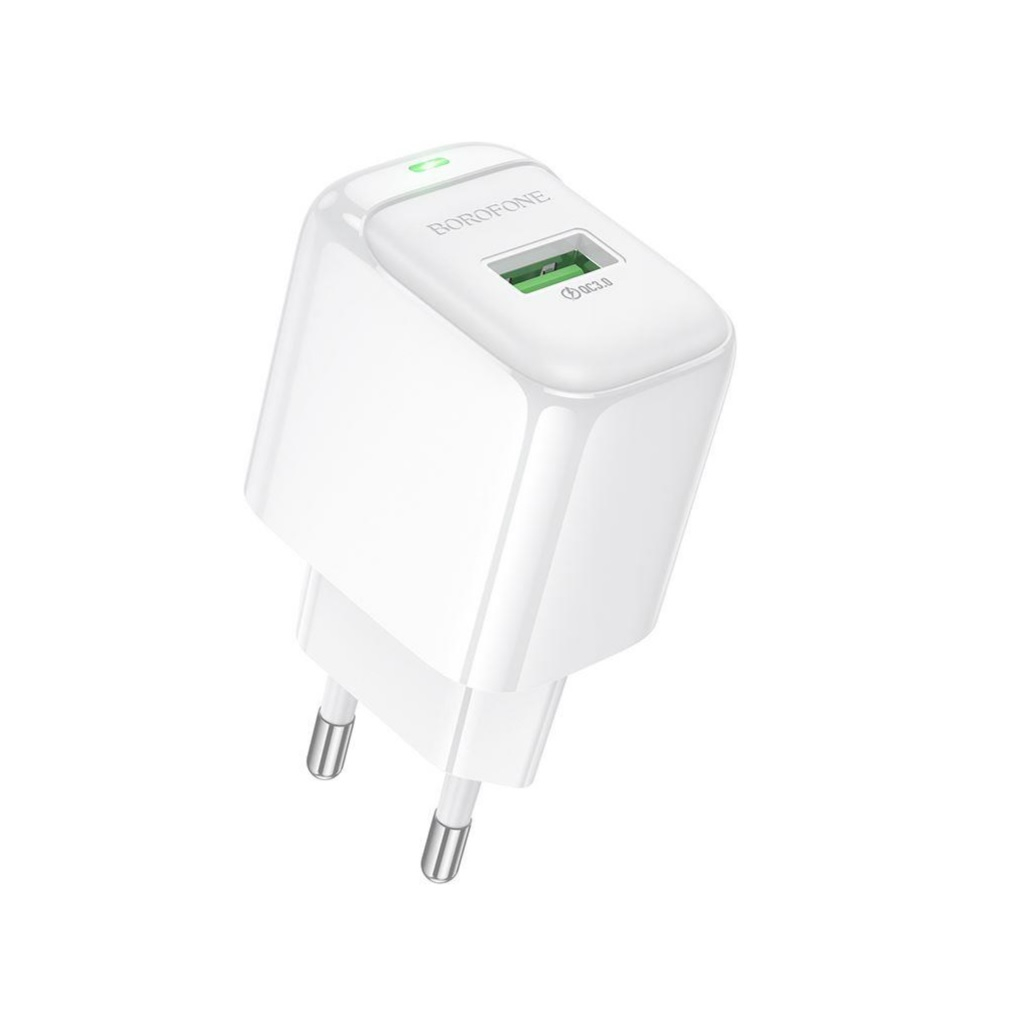 Блок зарядный Borofone BAS42A, 1USB 3.0A QC3.0 18 Вт, матовое покрытие, белый
