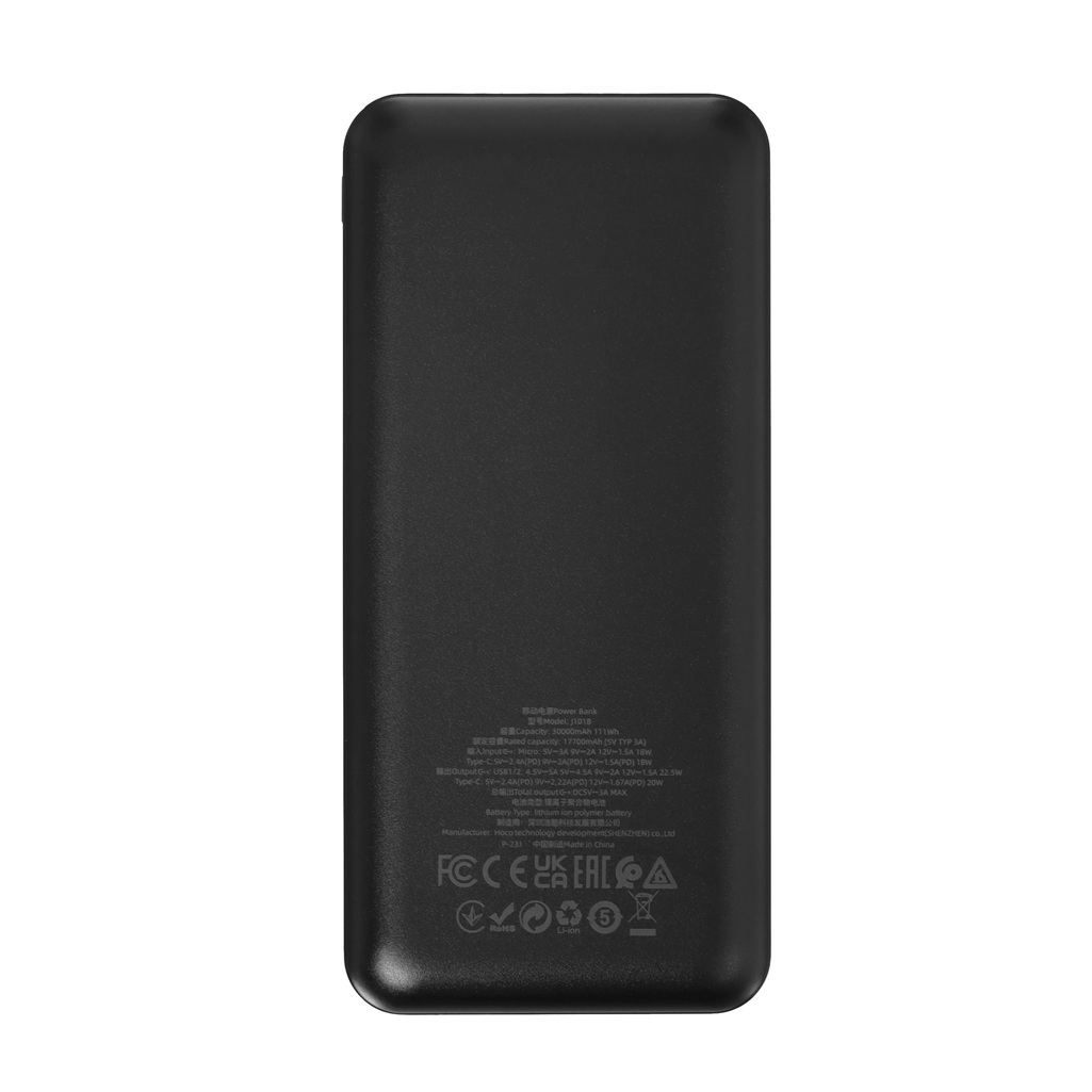 Аккумулятор внешний Hoco J101B, 22.5 Вт, 2хUSB-A, USB-С, 30000 мАч, черный