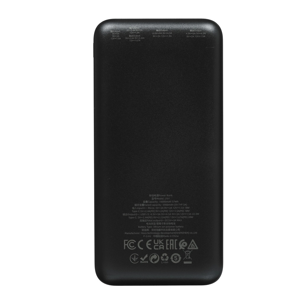 Аккумулятор внешний Hoco J101, 22.5 Вт, 2хUSB-A, USB-С, 10000 мАч, черный