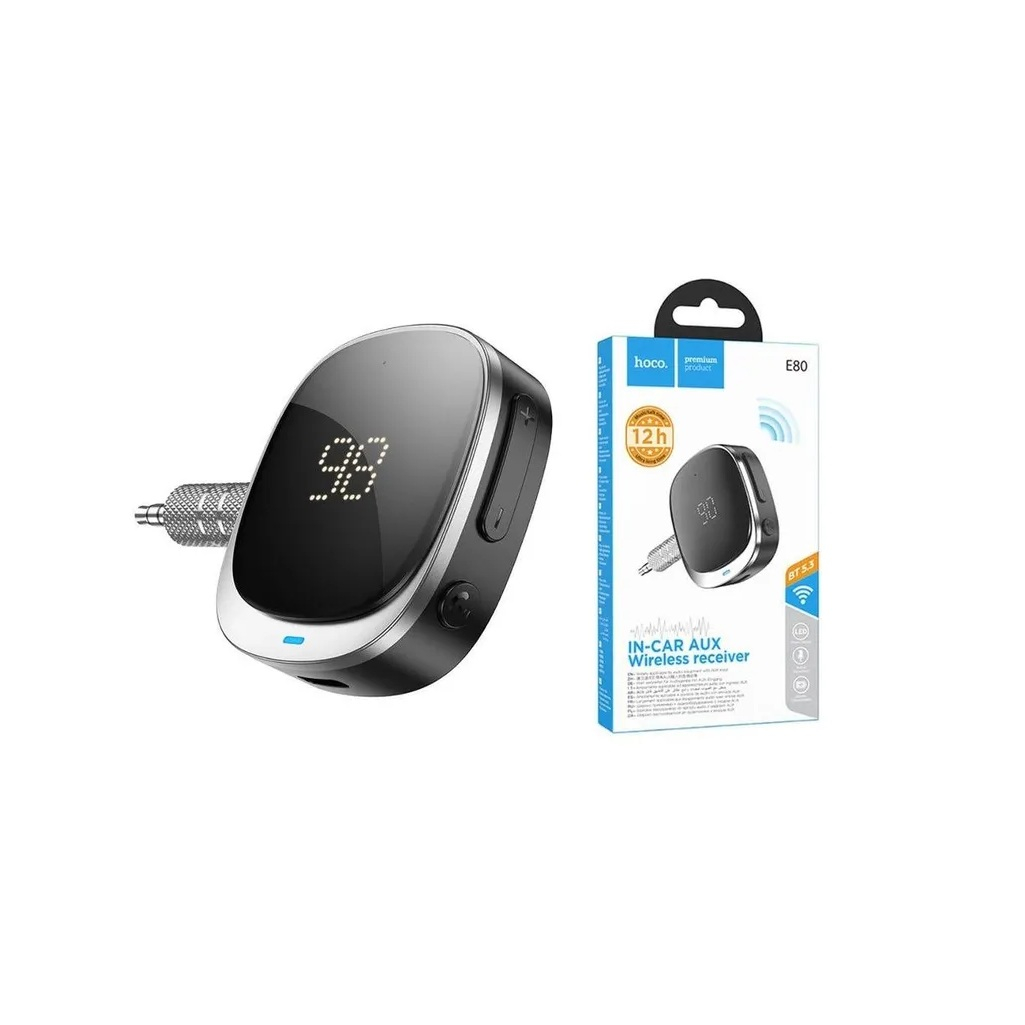 Ресивер автомобильный Hoco E80, AUX 3.5 мм, Bluetooth, черный