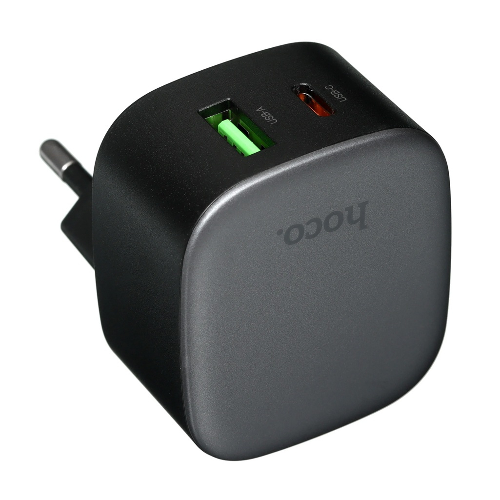 Блок зарядный Hoco CS32A, USB-Type-C, 3 А, 2 разъема, черный