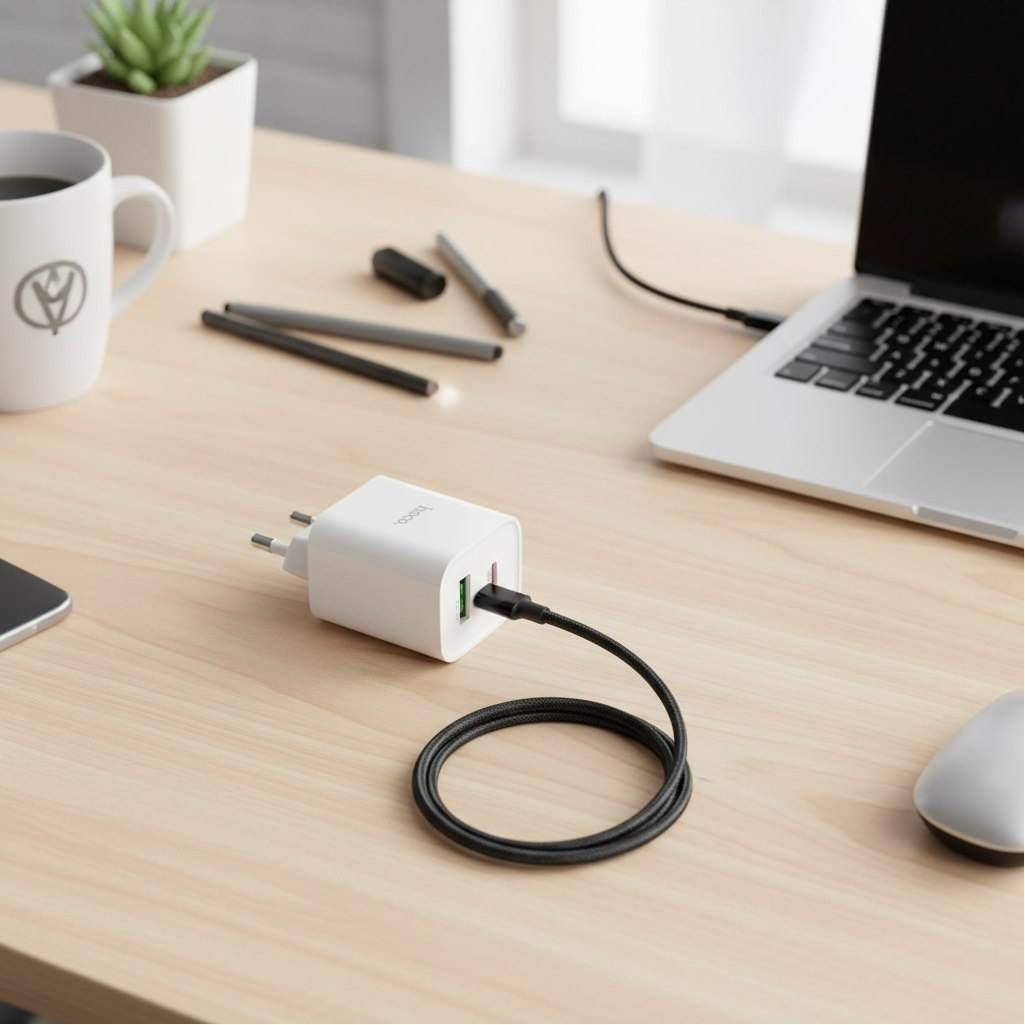 Устройство зарядное Hoco C80A Plus rapido, 1xUSB, 1xUSB-C, 3А, для IPhone, белый