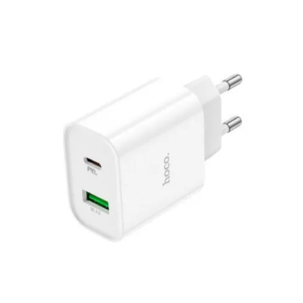 Устройство зарядное Hoco C80A Plus rapido, 1xUSB, 1xUSB-C, 3А, для IPhone, белый