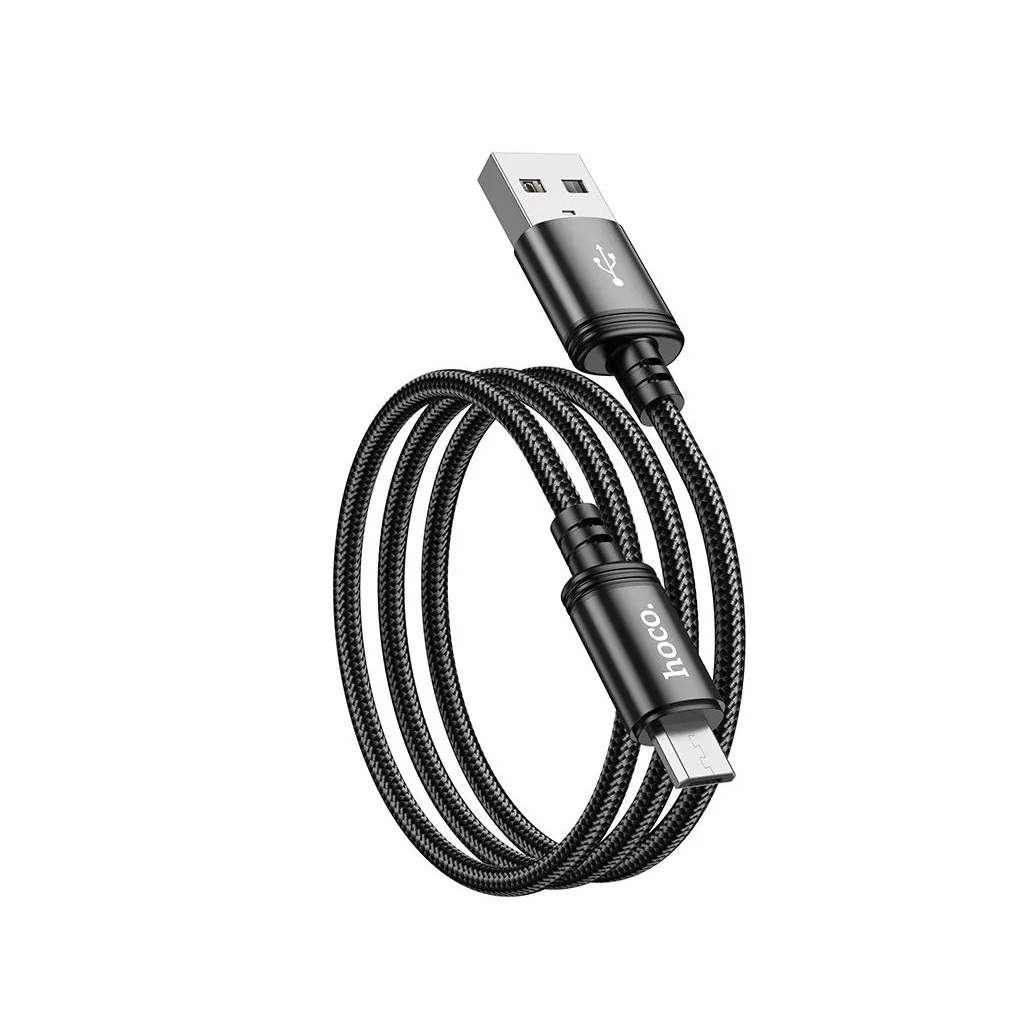 Кабель Hoco X89, Micro USB - USB, 2.4 А, нейлоновая оплетка, цвет черный, 1 м