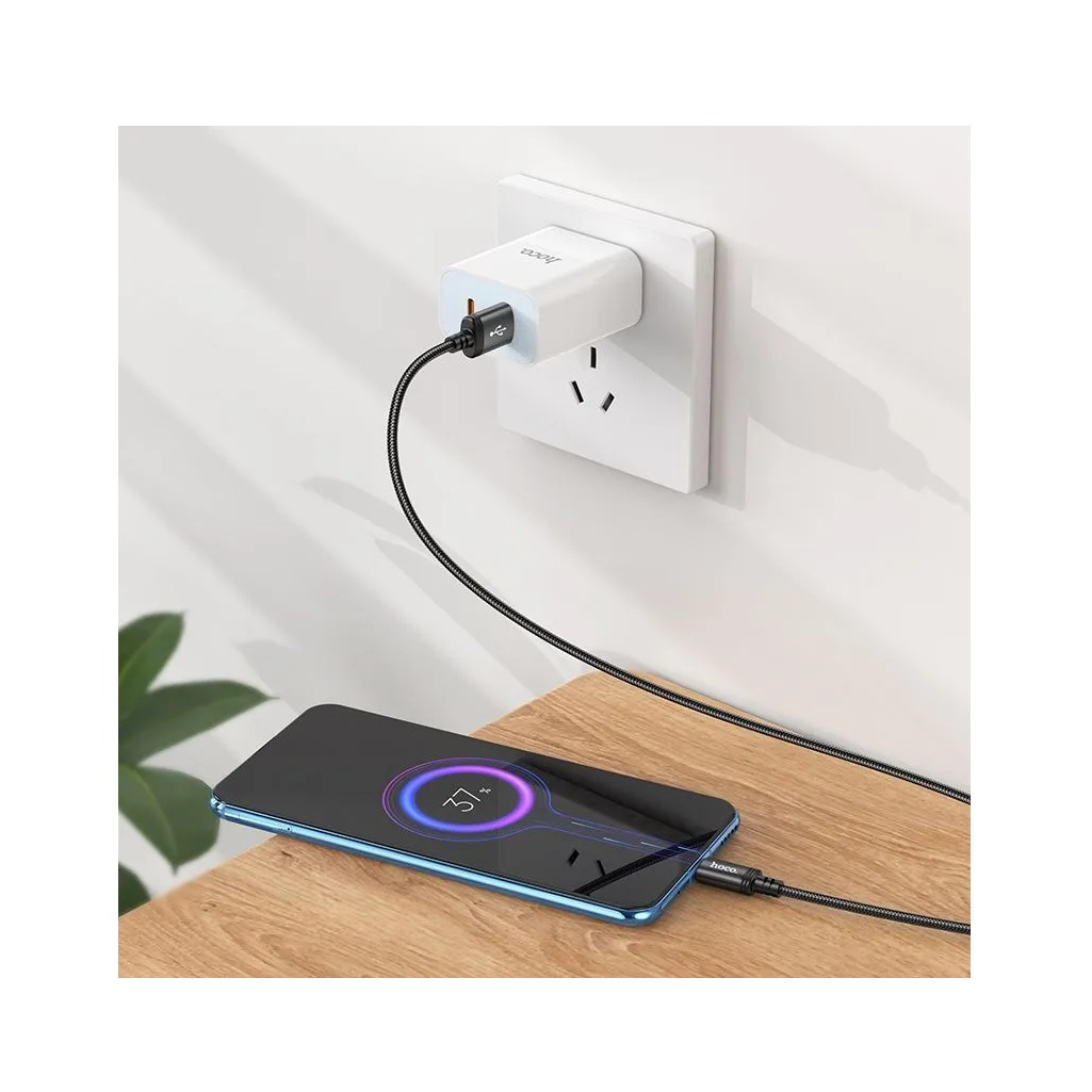 Кабель Hoco X89, Micro USB - USB, 2.4 А, нейлоновая оплетка, цвет черный, 1 м