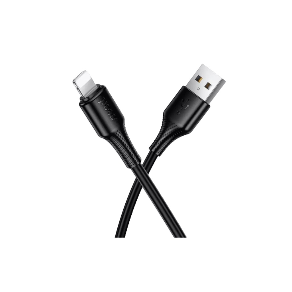 Кабель Hoco X120, Lightning - USB, USB 2.0 Type-B, 2.4 А, силикон, цвет черный, 1 м