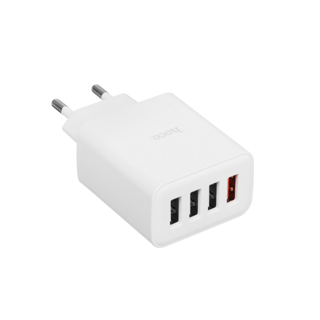 Блок зарядный Hoco C102A, QC3.0 4 USB, 100-240В, 3 А, быстрая зарядка, белый