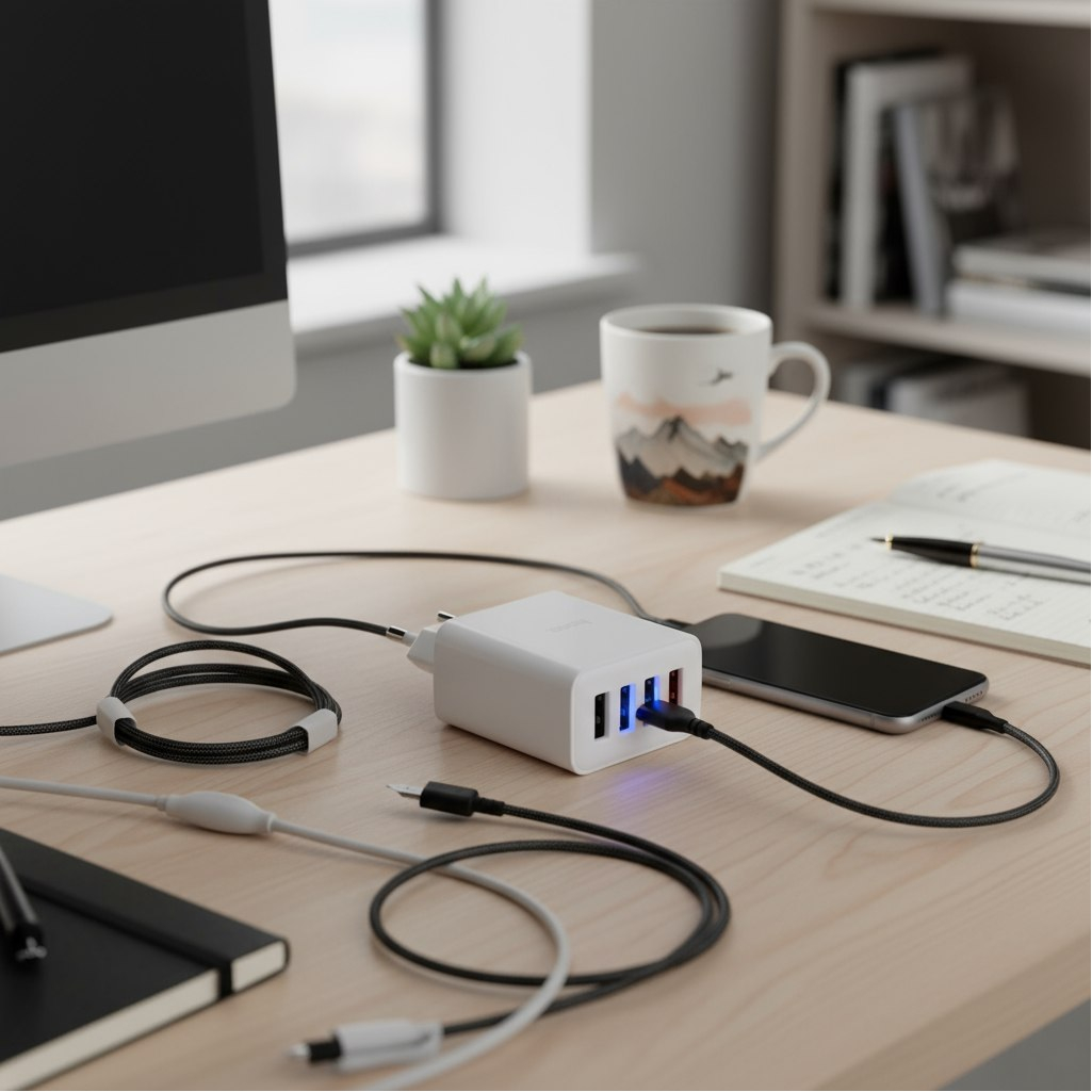 Блок зарядный Hoco C102A, QC3.0 4 USB, 100-240В, 3 А, быстрая зарядка, белый